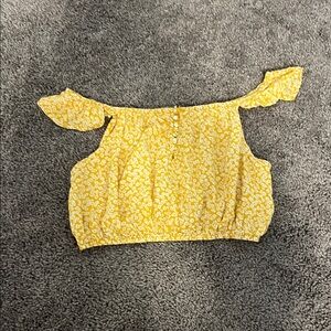 Pink Lily Yellow Floral Crop Top